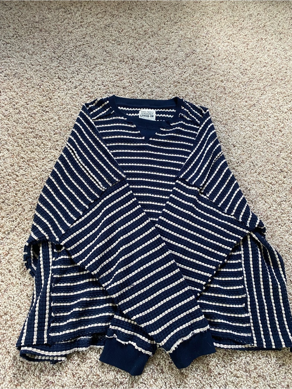 American Eagle Outfitters Navy & White Striped Crewneck Sweater